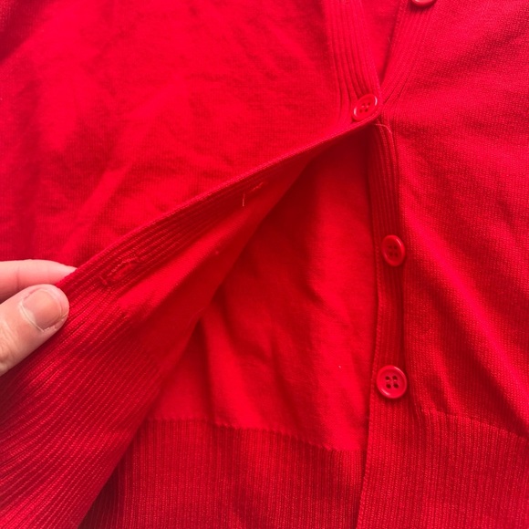 AAmilife Red Button Down Open Front Red Cardigan Size S(4) - Picture 6 of 9